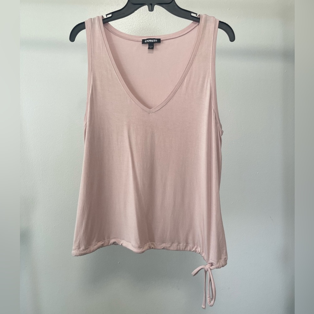 Express Pink Nude V-neck Sleeveless Casual Tank Top adjustable cinches waist Top